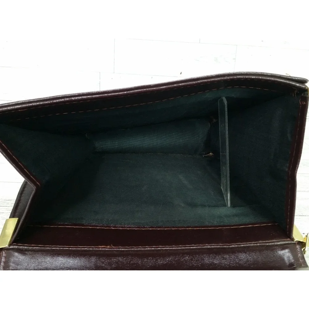 Vintage A Leather Handbag Bag Purse Framed Purse Vintage Mahogany